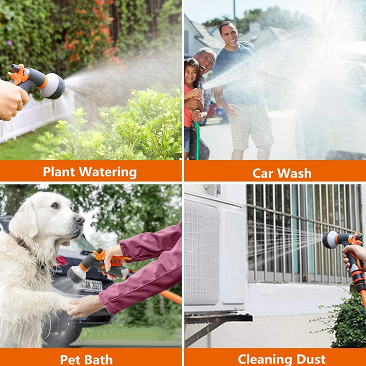 1pc Garden Water Guns ABS Water Spray Nozzle with Heavy Duty 8 Adjustable Watering Patterns Slip Resistant for Plants