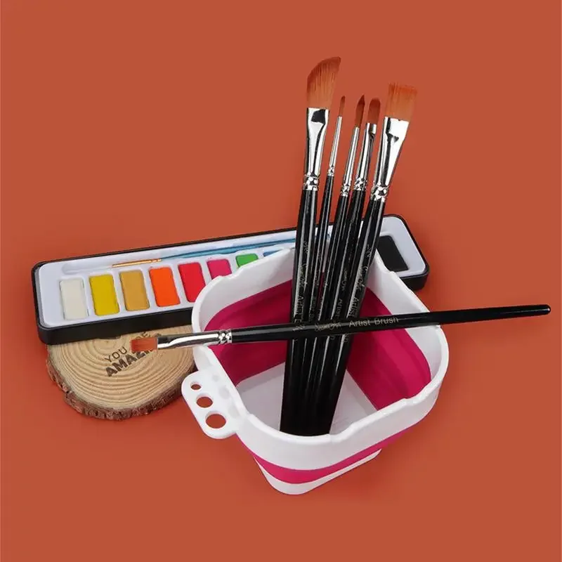 Collapsible Paint Brush Cup Portable Washer 1.2L Washing Bucket Holder Cleaner Painting Water