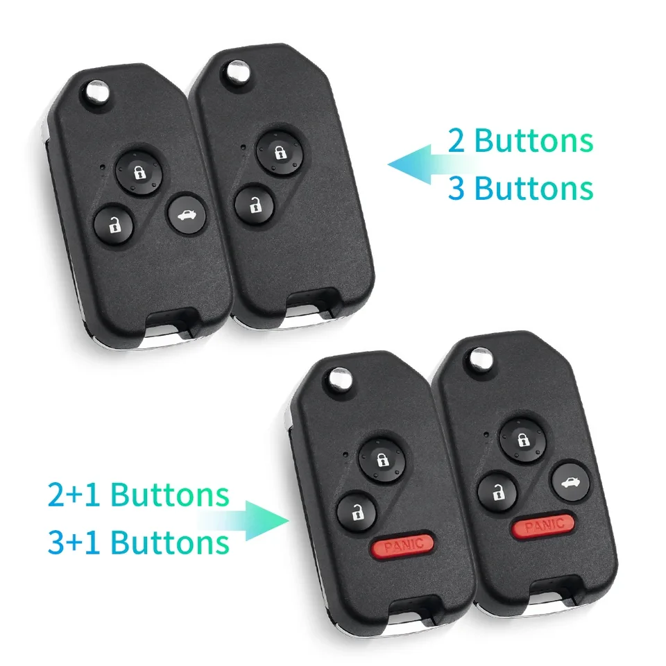 Custodia Portachiavi In Plastica ABS Per Honda 2/3/4 Pulsanti - Flip Key Fob Per Civic, Accord, CR-V, HR-V, Jazz, XR-V (Grigio) - 2