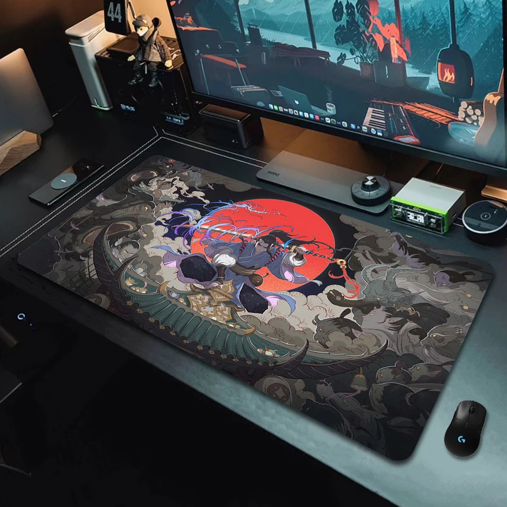 Samurai Japanse Art Grote Size Muismat Natuurlijke Rubber Pc Gamer Computer Gaming Mousepad Bureau Mat Vergrendeling Rand Toetsenbord Pads