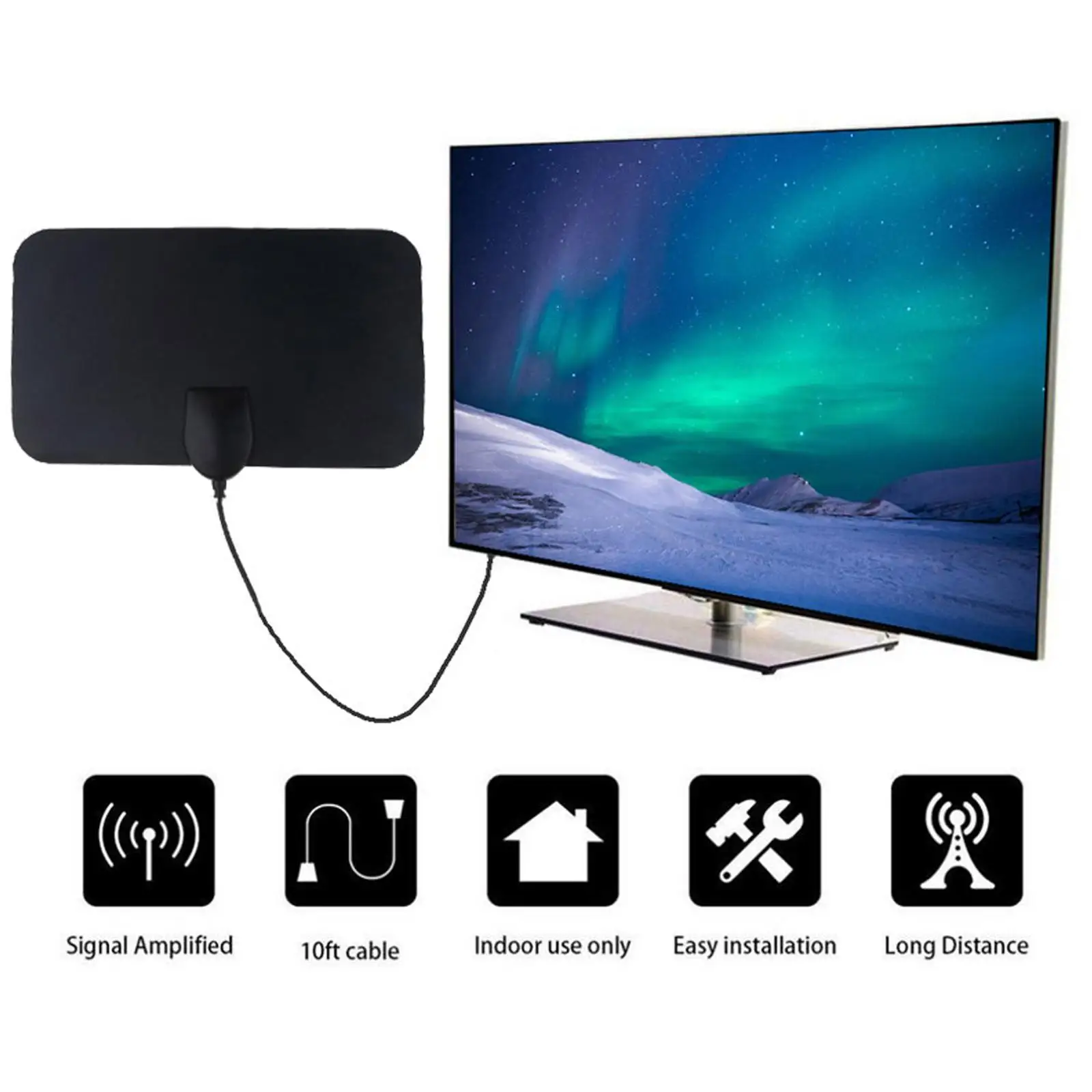 Antenna Hdtv Antenna Tv Digitale Mini Hd Dvb-T21800-Mile Segnale Digitale 4K 1080P Hd Antenna Di Amplificazione Tv Interna Freeview D7N1