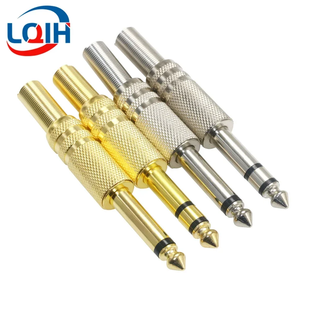 1/4 Mono To 1/8 Adapter, 6.35mm TS Male Plug 3.5mm Female Golden
