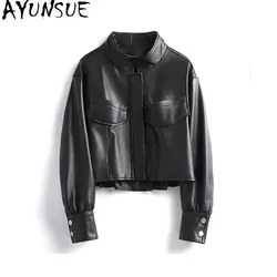 AYUNSUE New Genuine Sheepskin Leather Jacket Women 2023 Short Leather Jackets for Women Real Leather Coat Biker Clothes Jaqueta