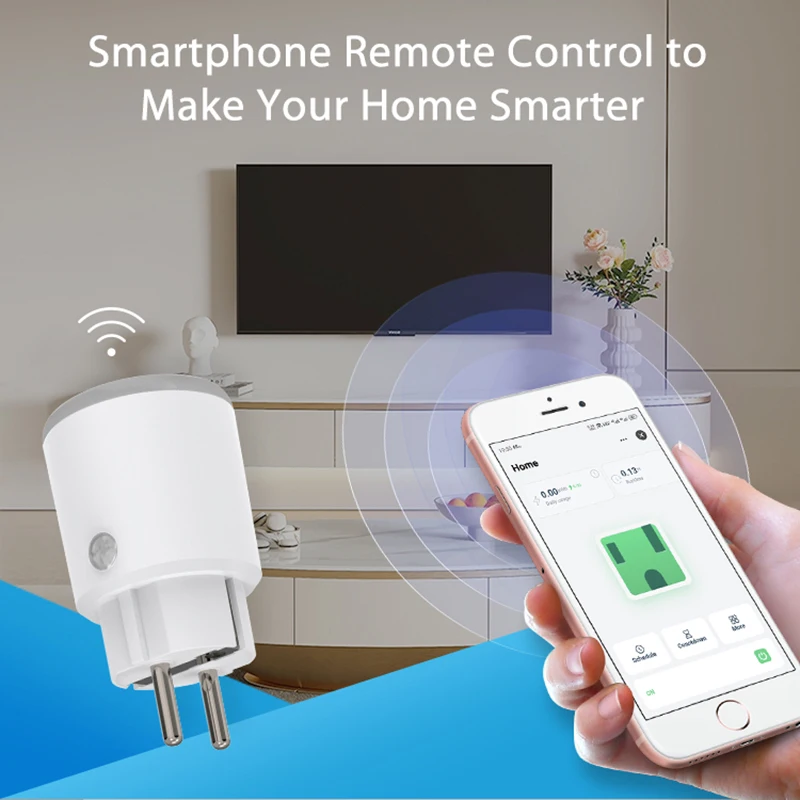 Matter 16A Wifi Smart Socket EU Plug with Power Monitor Tuya Smart Home Applianc