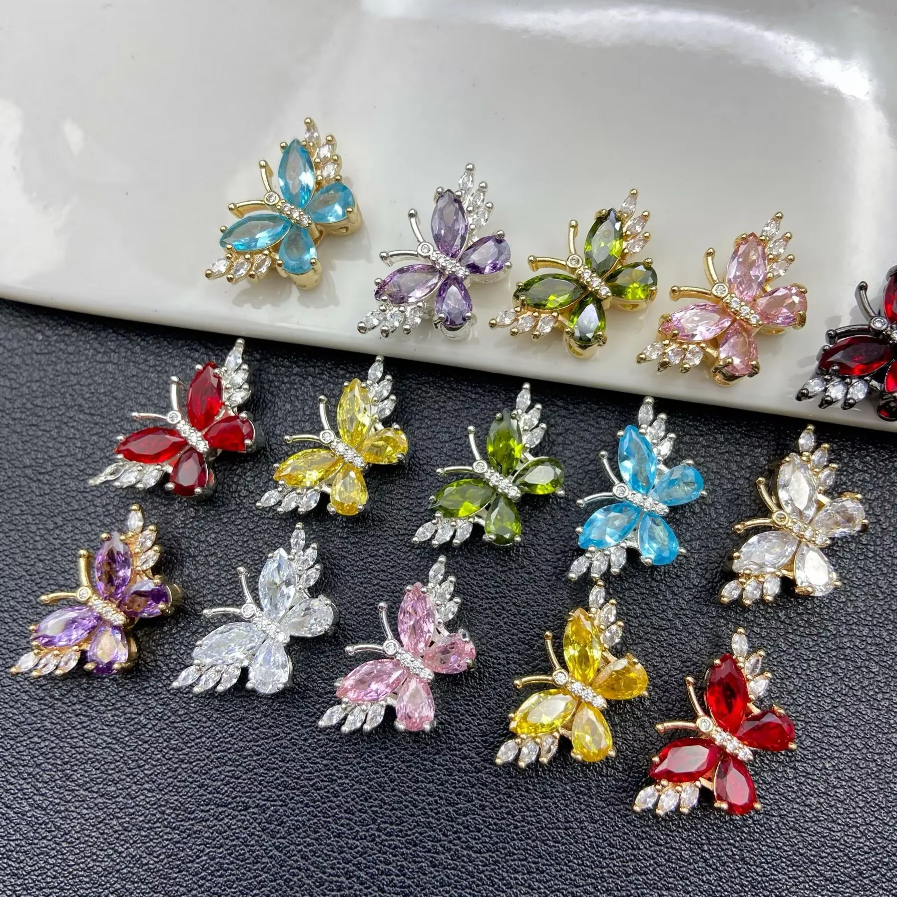 Gold Plated Zircon Butterfly Beaded Bracelet Material - Artistic Retro Chinese Style Jewelry Accessory
