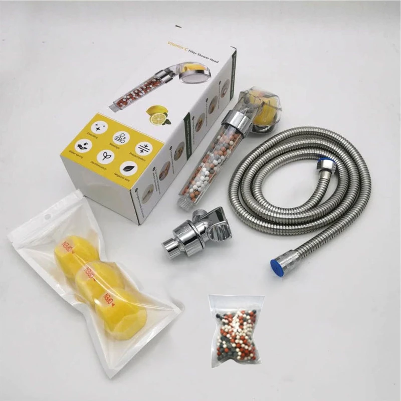

High Pressure Filter Shower for Head with Vitamin Handheld Shower Hard Water Purifying Dechlorination Shower Set Durab