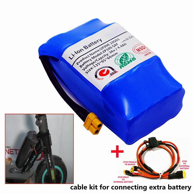 

Extra Expansion m365 and Pro Battery Pack 36V 4.4Ah 7.0Ah 18650 Rechargeable Lithium ion Battery With Cable Kit for Scooter