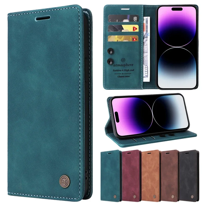 

Wallet Magnetic Strap Suction Cup Leather Case For iPhone 15 Pro Max 14 Plus 13 Pro 12 11 X XS XR XS Max SE 2022 2020 8 7 6 6S