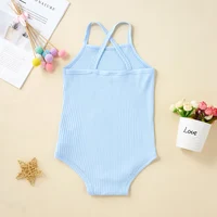 PatPat 5 Colors 95% Cotton Summer Cool Newborn Baby Boy/Girl Clothes Casual Jumpsuit Ribbed Sleeveless Spaghetti Strap Romper 3