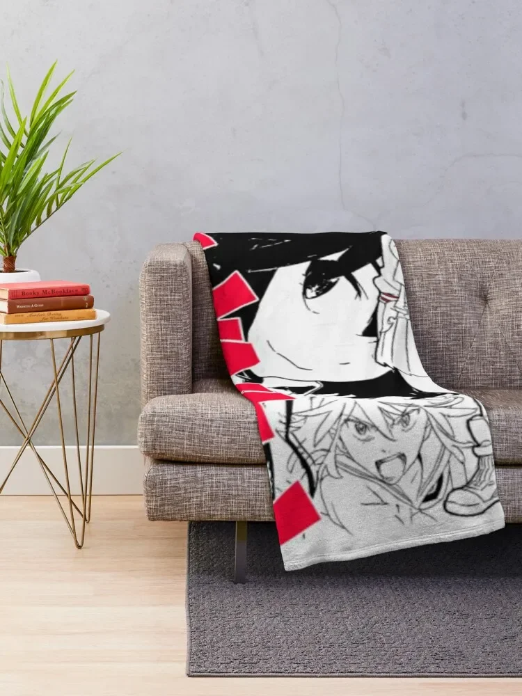 Kill La Kill T-ShirtRyu Ko (블랙) 격자 무늬 담요, 소파 대형 담요