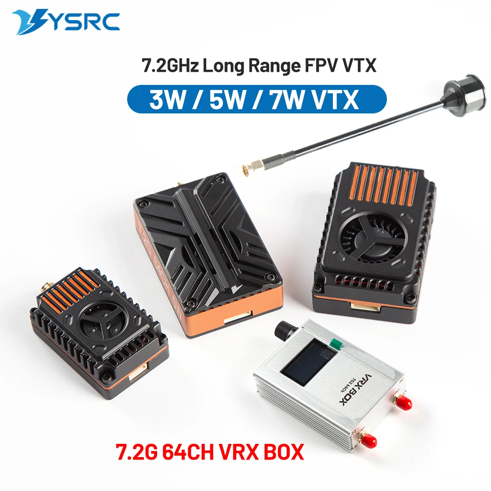 Transmetteur Vidéo FPV 7.2Ghz 3W/5W/7W 64CH avec Antenne pour Drone RC Longue Portée