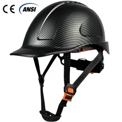 CE Carbon Fiber Safety Helmet With Reflectors ABS Industrial Head Protection Construction Hard Hat ANSI Work Cap For Men