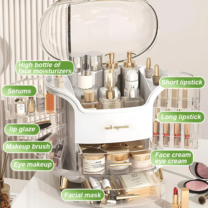 Desktop Makeup Organizer Transparent Jewelry Cosmetic Storage Box Dustproof Large Capacity Makeup Container Jewelry Lipstick Box 5