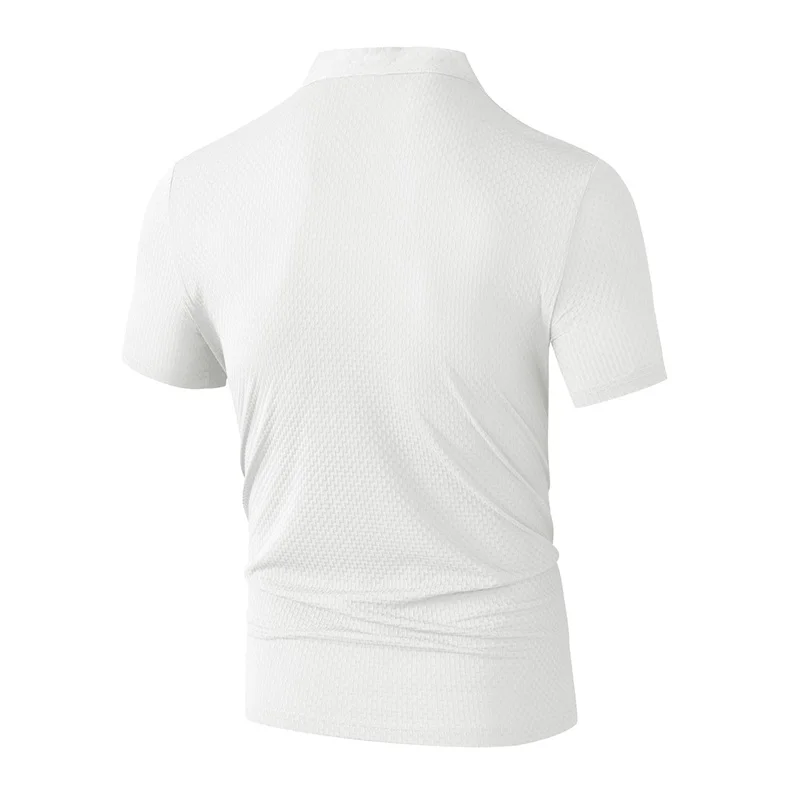 Hochelastisches Herren-Poloshirt mit Waffelstruktur, knitterfrei, Business-Casual, Kurzarm, für unterwegs. – Detail 25