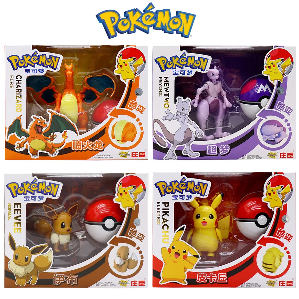 1pcs Brinquedos Pokemon de transformação Figuras De Pokemon Caixa De Anime  Figura Pikachu Bolso Monstro Brinquedo - Escorrega o Preço