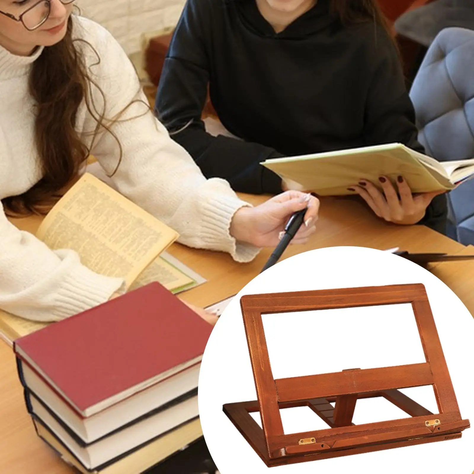 나무 책꽂이 요리책 홀더 우아한 각도 조절 가능 다용도 재사용 가능 랙 테이블..