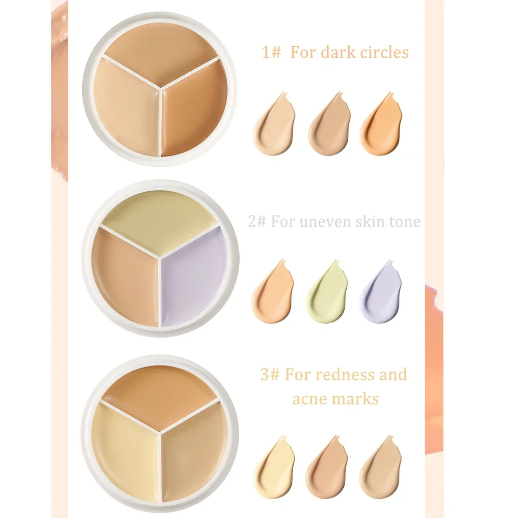 3 Color Concealer Palette Makeup Foundation Cream Waterproof Long Lasting Contour Palette Cover Dark Circles Acne Marks Brighten face concealer palette color concealer concealer cream foundation concealer face concealer