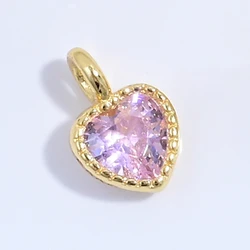 Sterling Silver Mini Heart Charm for DIY Jewelry Accessories (Gold pink)