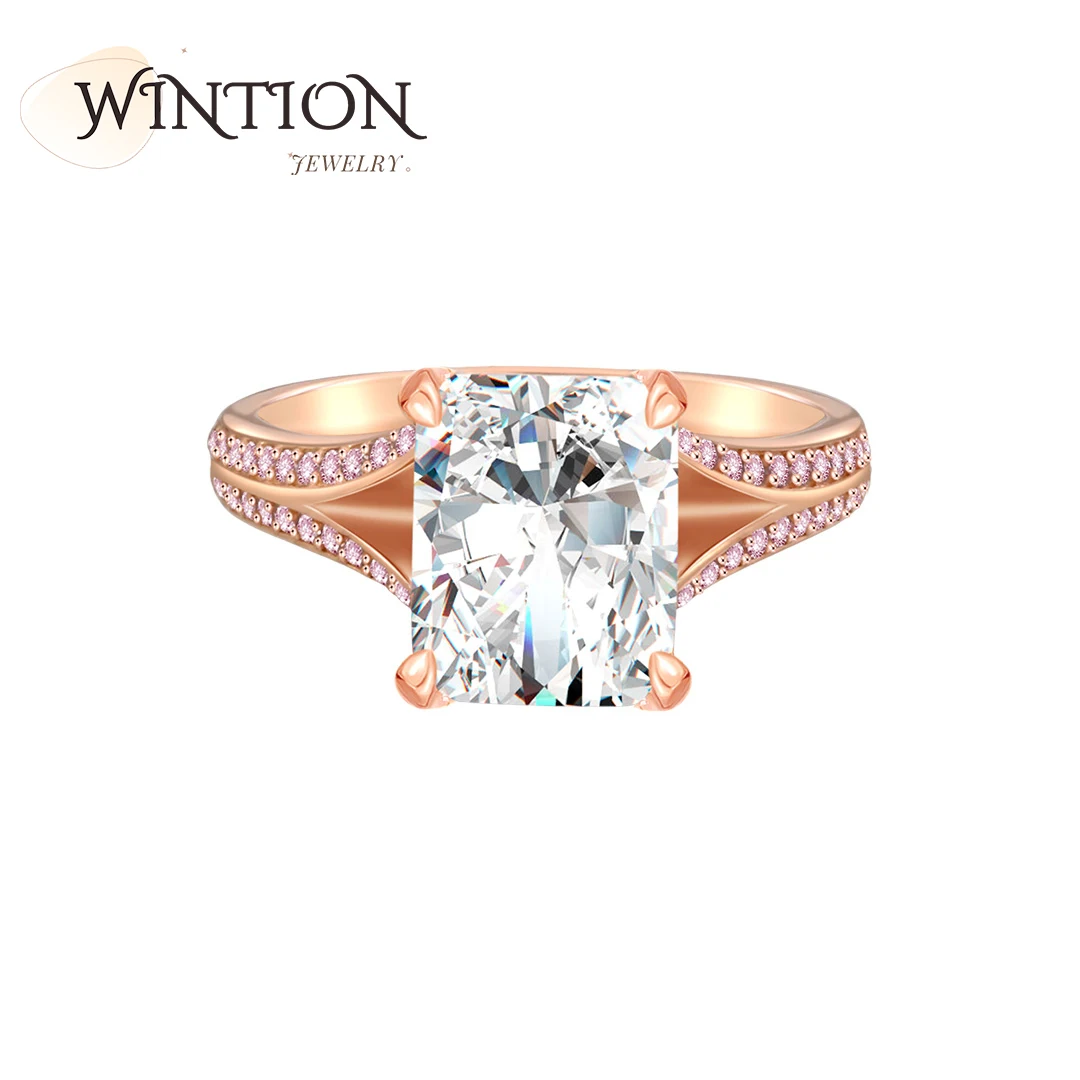 

WINTION 925 Sterling Silver Ring For Women 8x10mm zircon Light Luxury High Wedding Jewelry Engagement Rings Elegant Stylish