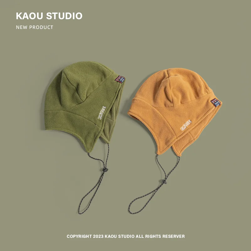Autumn Winter Outdoor Skiing Pilot Hat Men Women Velvet Warm Ear Protection Windproof Thunder Front Hat Cycling Cold Bomber winter hat earflap hat