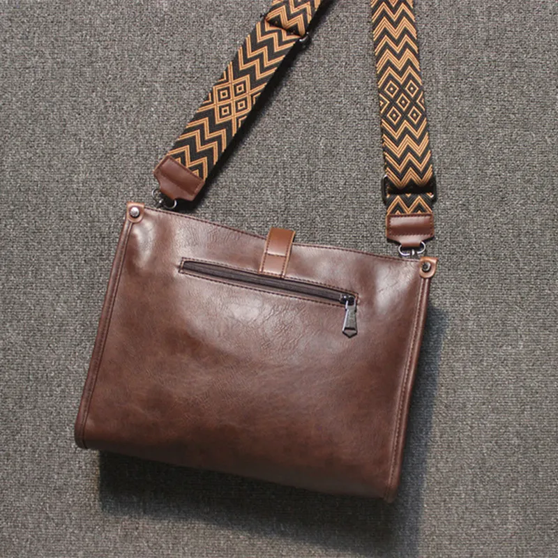 New Vintage PU Leather Shoulder Bag Large Capacity Youth Crossbody Bag Casual Male Messenger Bag Fashion Sling Bag
