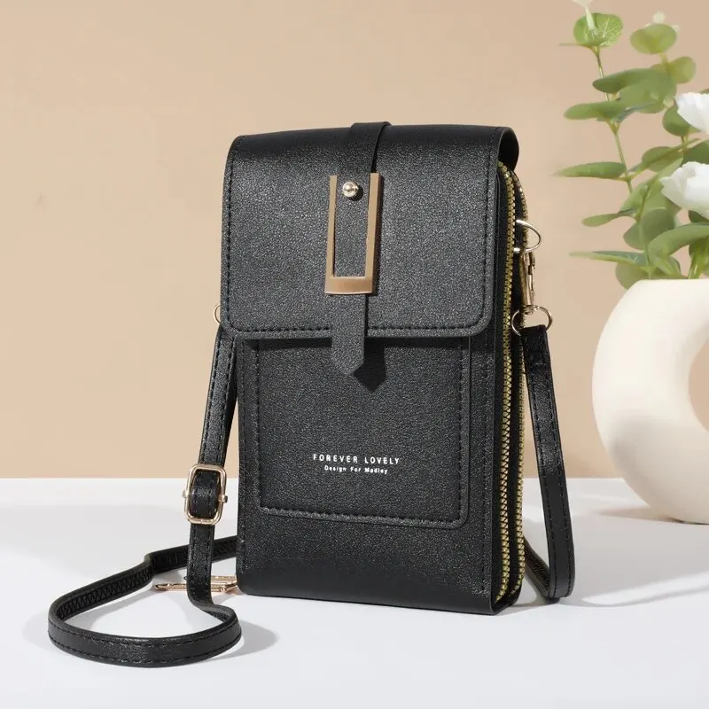 Sleek Faux Leather Crossbody Phone Purse with Card Slots