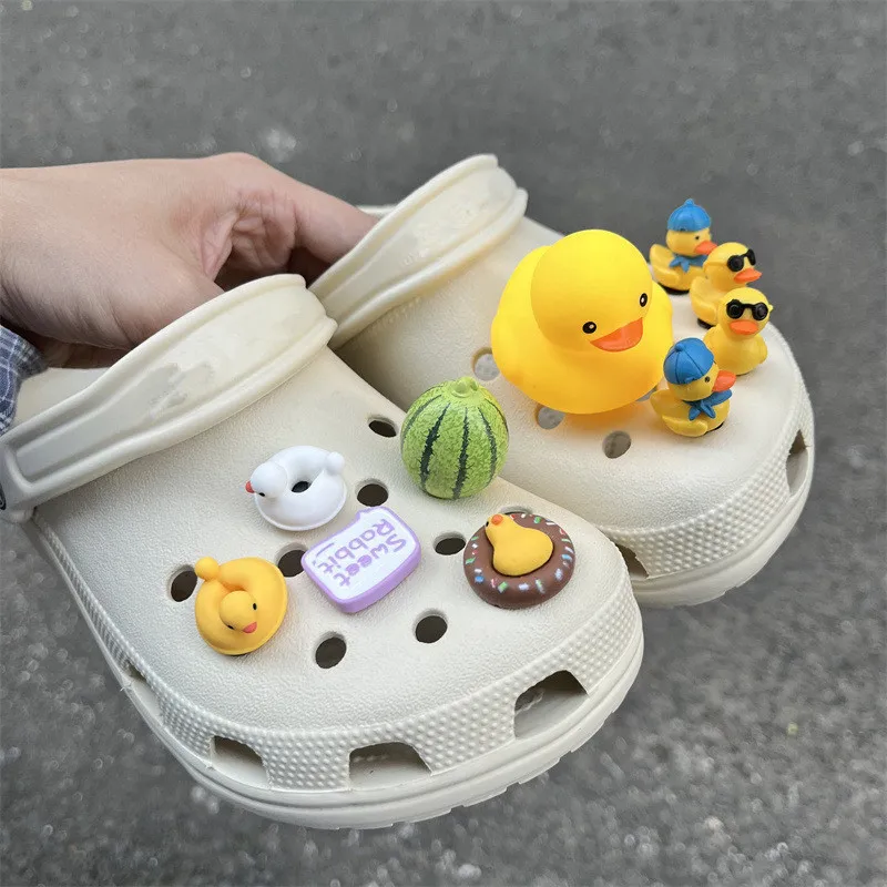 

New Whole Set Hot Sale DIY Shoes Charms for Little Yellow Duck Croc Charms Designer Quality Garden Shoe Decoration Girl Gift