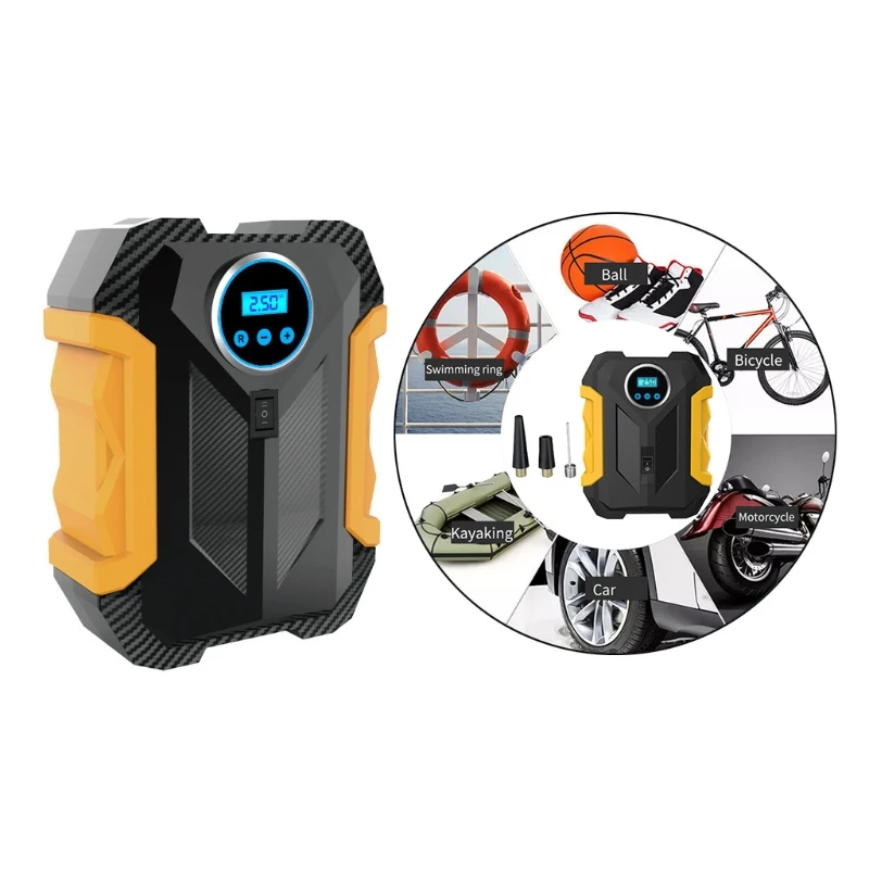 

Tire Inflator Air Compressor Car Multi-purpose Electric Tire Pump Auto Power Adapter Digital Display Pressure Gauge 50LC