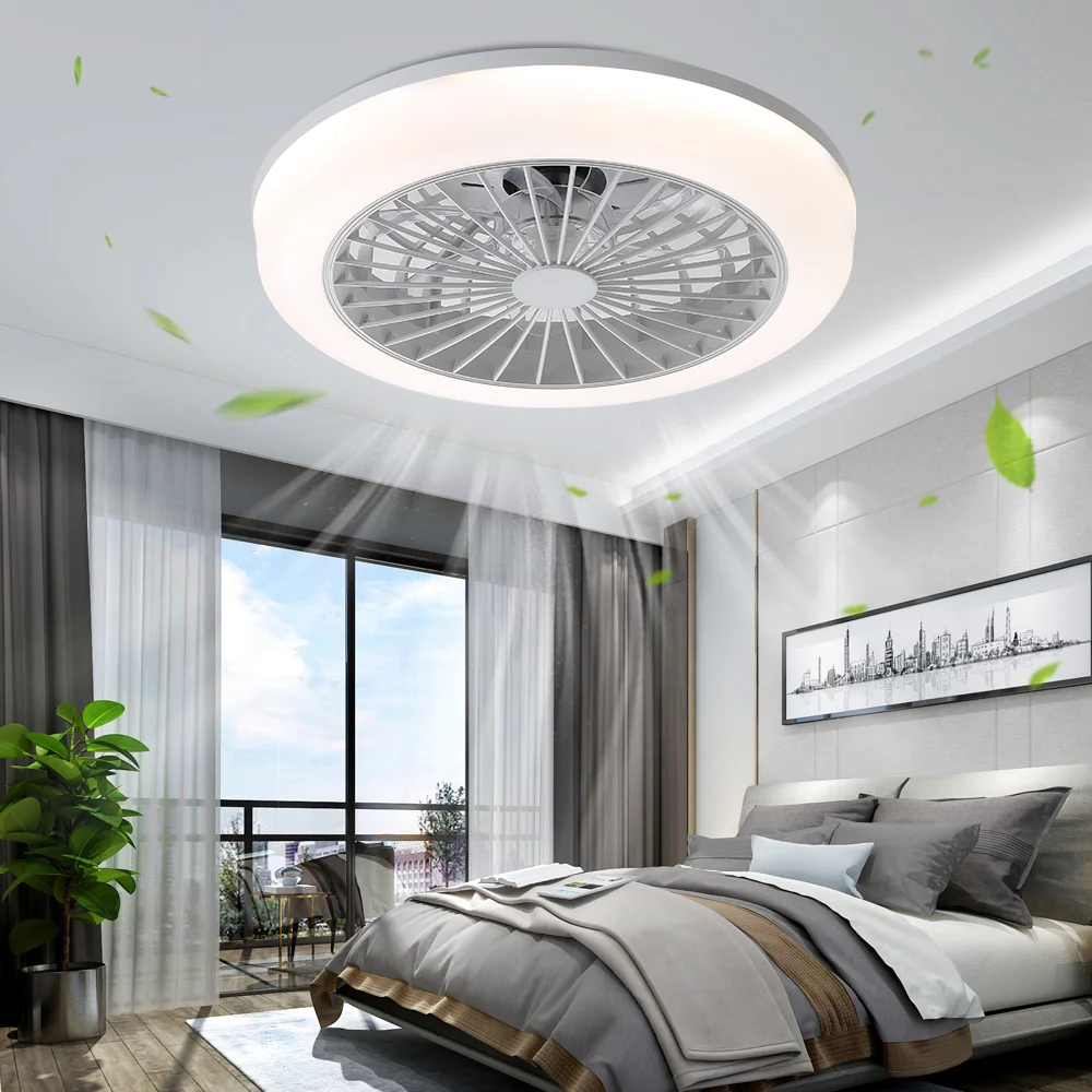 Sofucor Modern 18-Inch Ceiling Fan LED Lamp DC 6 Speed Ceiling Fan Light Remote Control