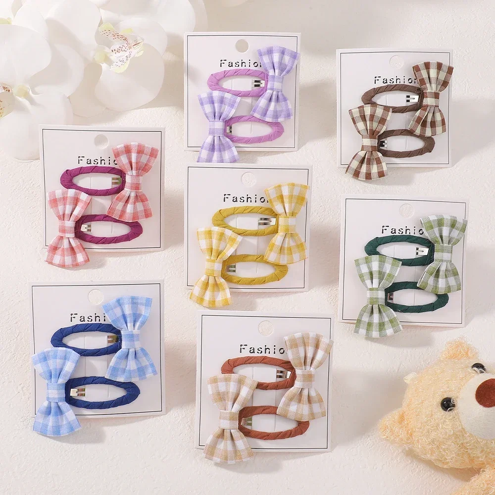 2 Teile/satz Mini Plaid Haar Bögen Clips für Baby Mädchen Nette Bowknot Haarnadel Barrettes Süße Headwear Haar Zubehör Korea Stil