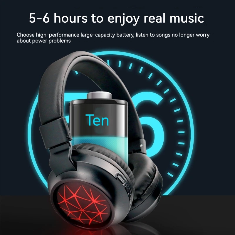 

Gaming Headset Bluetooth headphone Colorful lights Gaming Outdoor Sports Headset Foldable Portable 3D Bass Stereo Earphone