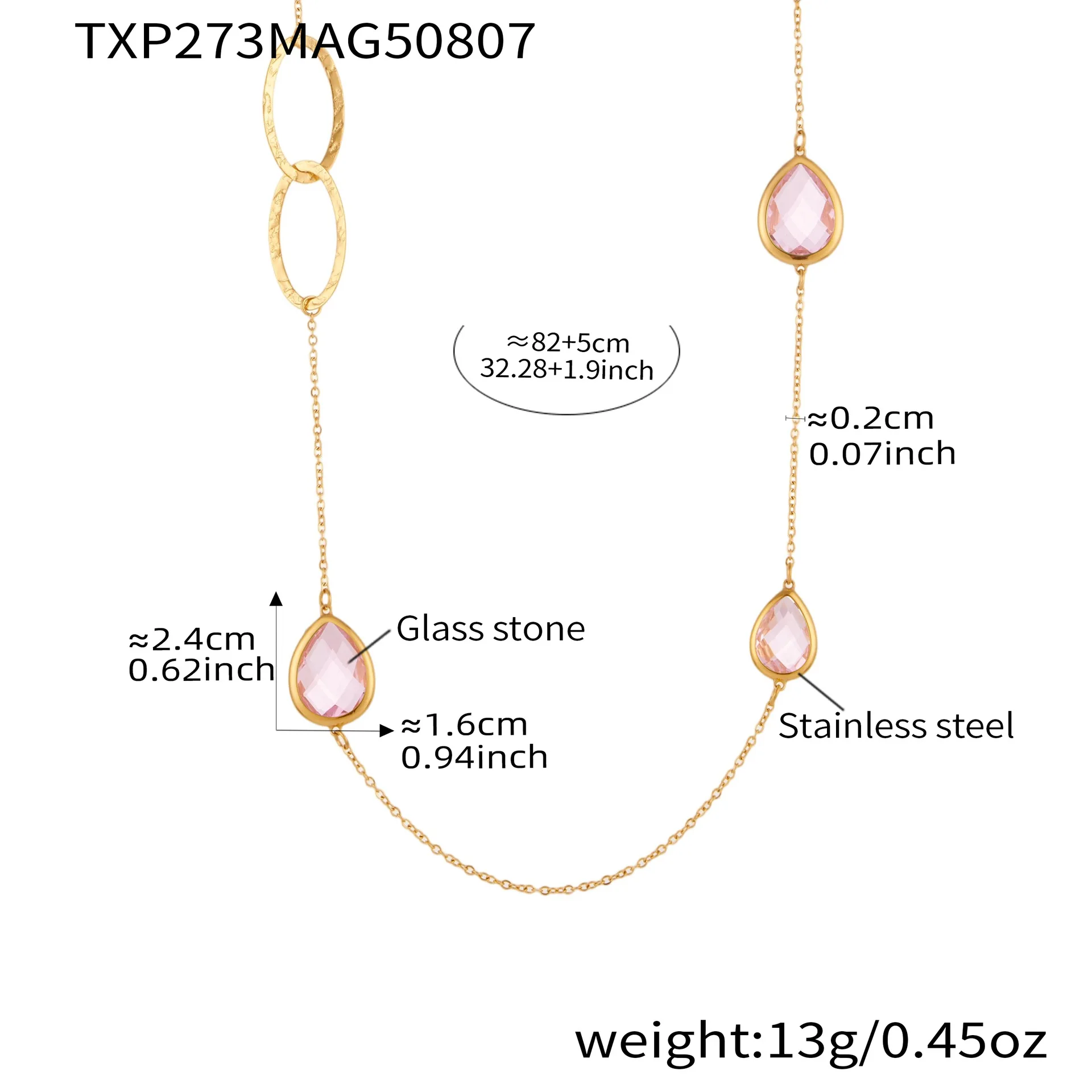 Amaiyllis Minimalistischer Wassertropfen, Glasstein, doppellagig, lange Pullover-Kette, Halskette, Nischenkristall-Halskette, Schmuck – Detail 5
