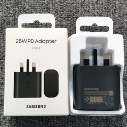 Samsung 25W Super Fast Charger UK Plug with PD Charging Adapter - Black - Charger Only