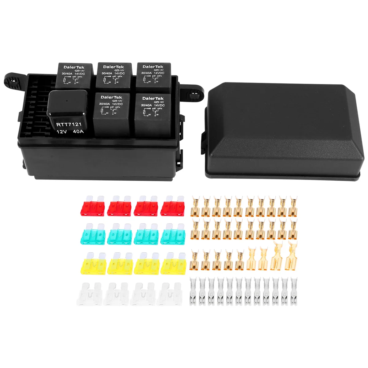 

12V Relay Box 6 Slots Relay Block 6 Way ATC/ATO Fuse Block with Relay Universal Waterproof Fuse and Relay Box Kit