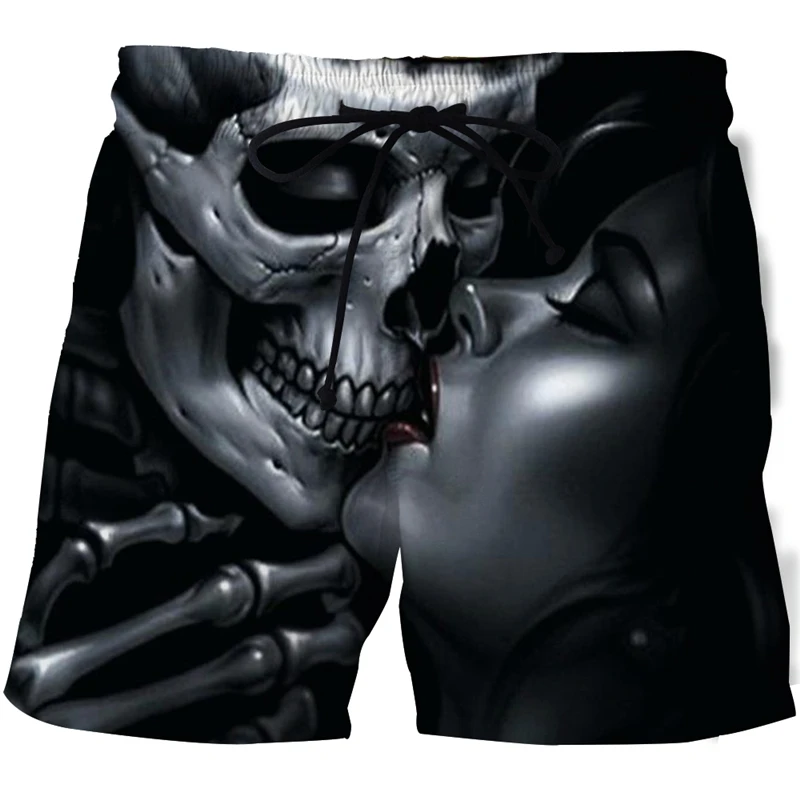 New Men's Skull 3D Print Beach Shorts Graphic Men's Casual Sports Shorts Summer Surfing Shorts Comfortable Shorts Hip Hop Pants 2