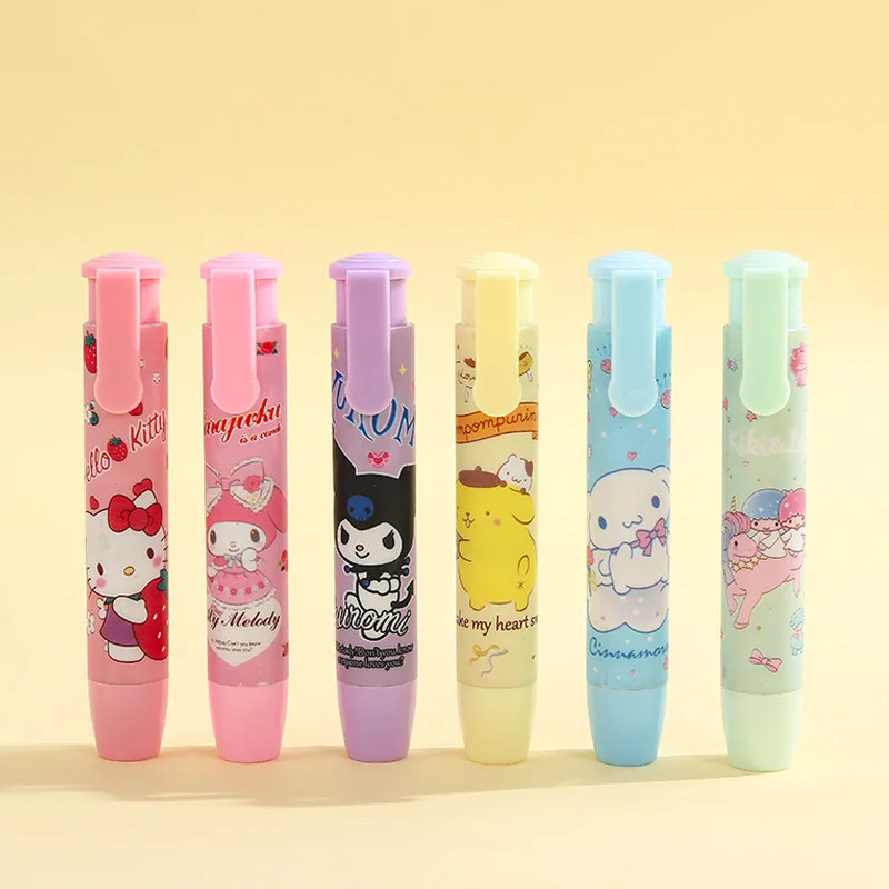 Pencil Eraser Eraser Pen Plasticine Eraser Eraser Refillable Pen Biscuit Eraser Kneadable Eraser Retractable Eraser Creative Sanrio Hello Kitty Press Eraser Anime Kuromi Melody Cinnamoroll Cartoon Kawaii Stationery Gift Office School Supplies