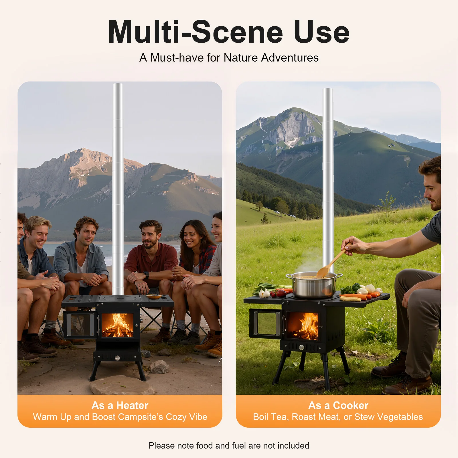 Klappbarer Outdoor-Camping-Holzofen Tragbarer Zelt-Ofen mit Verstellbarer Höhe und Schornstein für Outdoor-Heizung & Kochen & Wandern – Detail 13