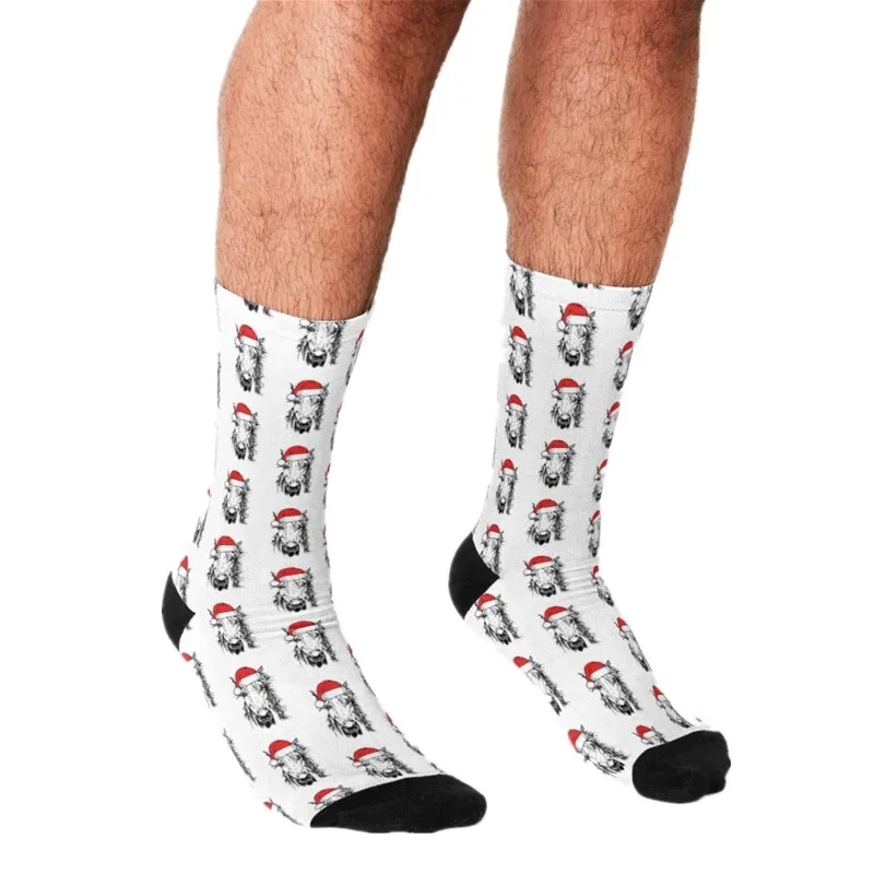 

Men's socks Christmas Horse Santa Farm Animal Holida Socks harajuku Men Happy hip hop Novelty cute boys Crazy Socks for men