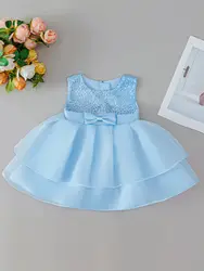 Elegant Purple Party Dress for Baby Girls - Perfect for Birthdays, Weddings, and Special Occasions (SKY BLUE)