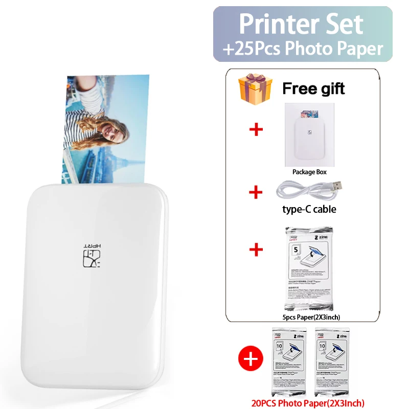 طابعة صور MT53 الملونة المحمولة، طابعة جيب بحجم 2x...