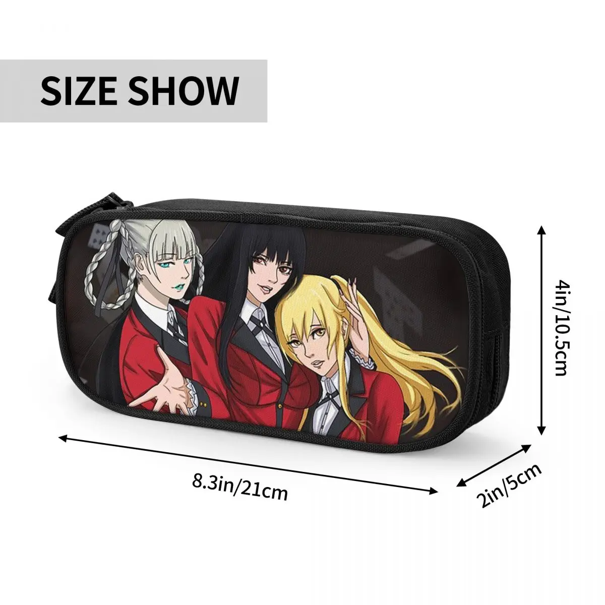 Ikishima Midari Kakegurui 일본 애니메이션 학생용 연필 케이스 학교 펜 박스 연필 가방 대용량 연필 파우치