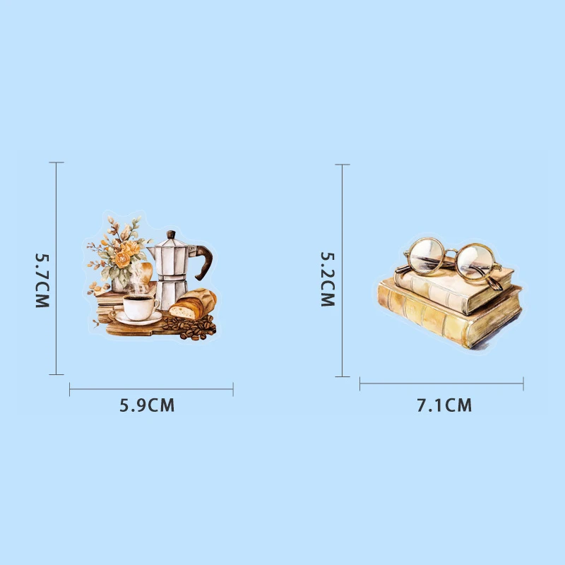 50Pcs 레트로 커피 투명 PET 스티커 노트북 전화 기타 스케이트 보드 컴퓨터 워터 컵 방수 데스크탑 장식