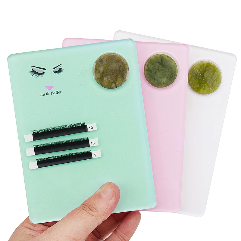 1 stücke Acryl Jade Stein Wimpern Verlängerung Platte Tablett Lash Hebe Halter Kleber Palette Bord Stehen Pad Make-Up-Tool Schönheit liefert – Detail 1