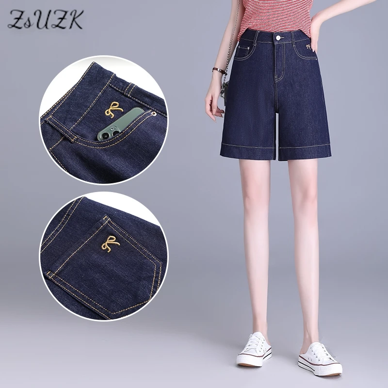 

ZUZK All-match Summer Bermuda Denim Shorts Fashion Shorts Straight Half Shorts Elegant Casual Overalls Short Pants