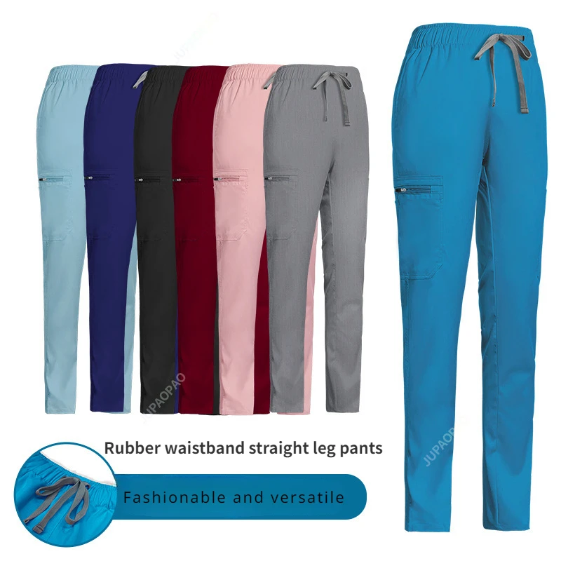 Pet Grooming Veterinary Uniform Hospital Nursing Pants Stretch Fabric Trouser Elastic Waist Beautician Bottoms Scrubs Pant Women