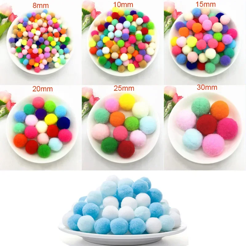 Pompoms 8mm 10mm 15mm 20mm 25mm 30mm Soft Fluffy Plush Crafts DIY Home Decor Sewing Supplies 50g pom poms craft supplies fluffy ball accessories