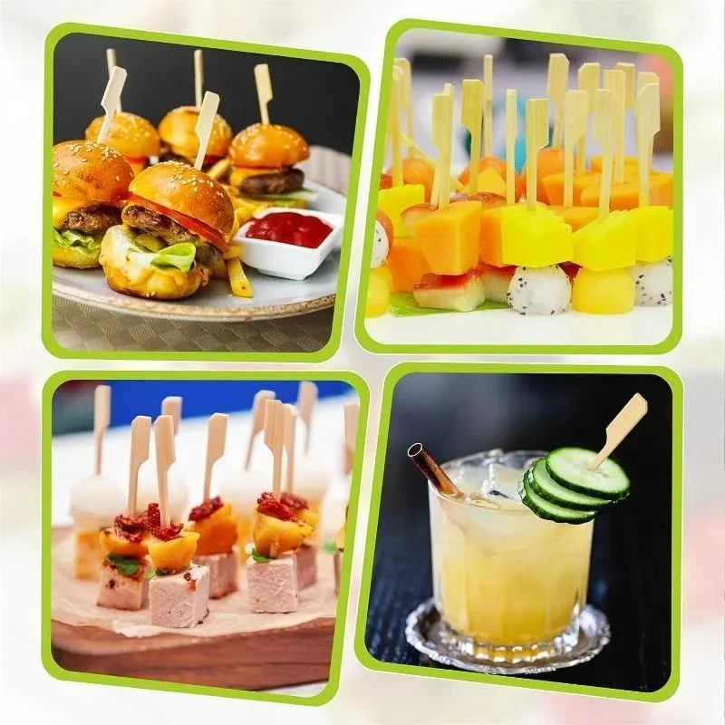 4.7in BBQ Party Bamboo Skewers Wooden Barbecue Skewers for Appetizers Natural Wood Sandwich Fruit Charcuterie Boards Accessories bamboo skewer