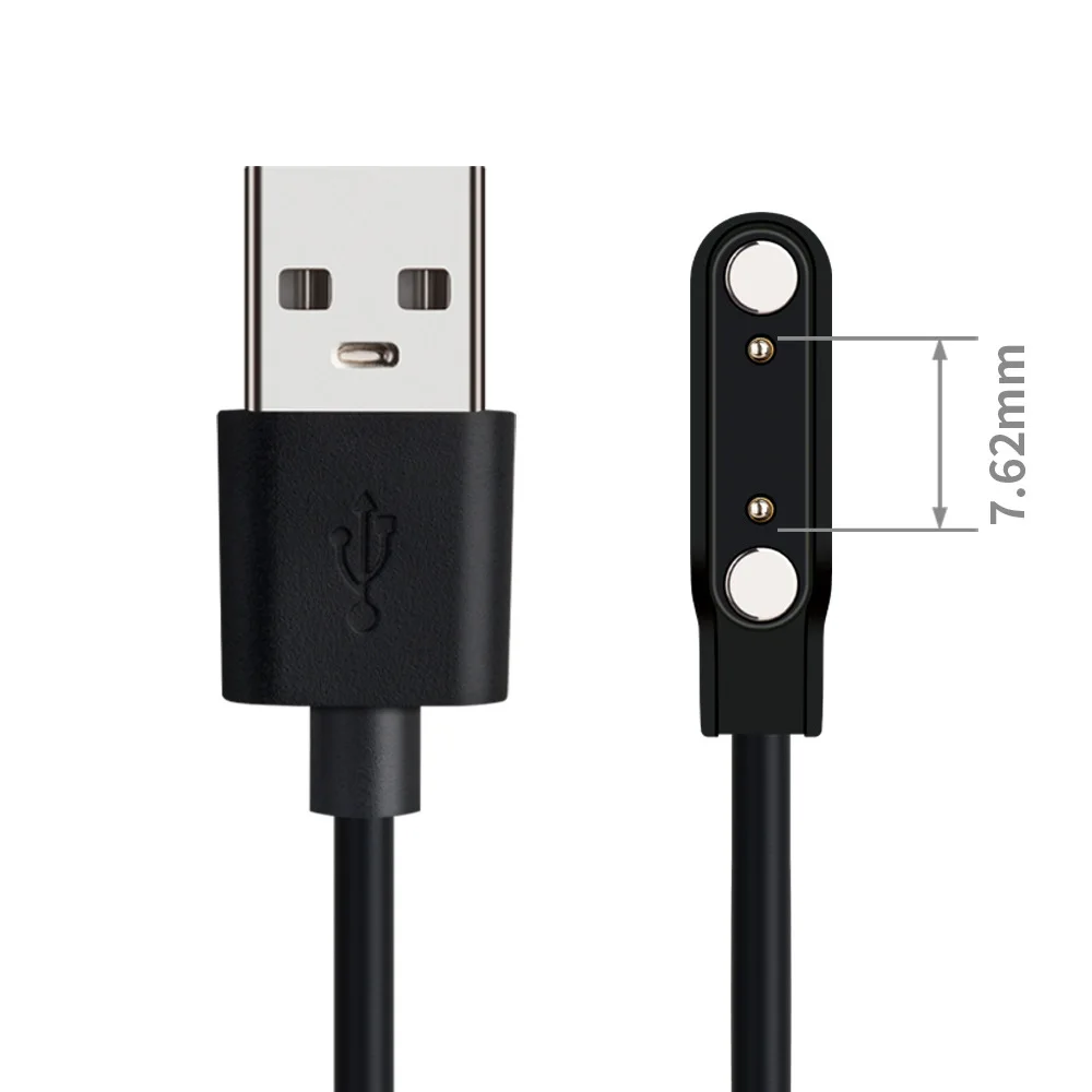 Universal 2Pin 4mm 7.62mm 4Pin Strong Magnetic Charge Cable USB Charging Line Cord Black White for Smart Watches