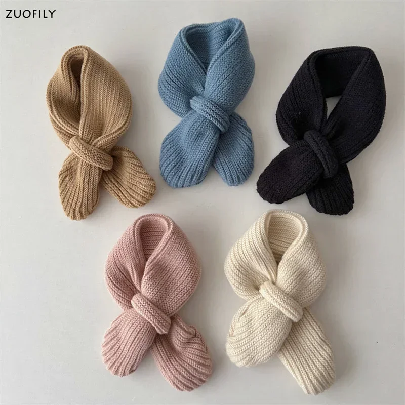Soft Knitted Kids Scarf Winter Warm Infant Toddler Neck Warm Fashion Children Girl Boy Scarves Baby Bib Solid Color Neckerchief baby scarf,kids hat scarf set