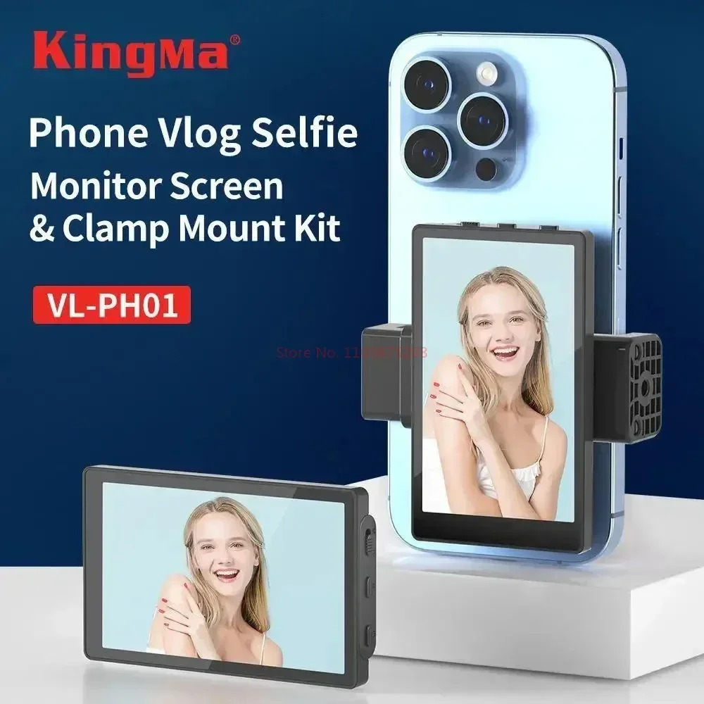 Kingma 스마트폰 브이로그 셀카 모니터 스크린, 마그네틱 휴대폰 후면 카메라 사용, 셀카 브이로그 라이브 스트림, 안드로이드 아이폰
